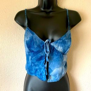 Tie-dye blue halter top